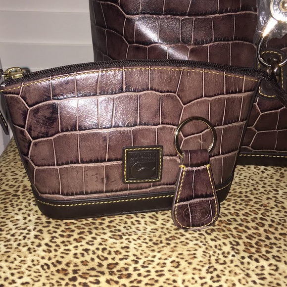 Dooney & Bourke Croco Leather 3pc Set DEFECT - Picture 2 of 8